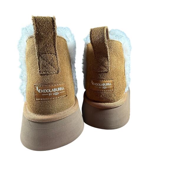Koolaburra by UGG Koola Ultra Mini Platform Boots Chestnut Suede Size 10 - Picture 4 of 9
